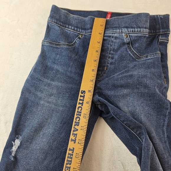 Spanx distressed high rise Jeggings XS Women's Blue Jeans elastic waist - Picture 4 of 11